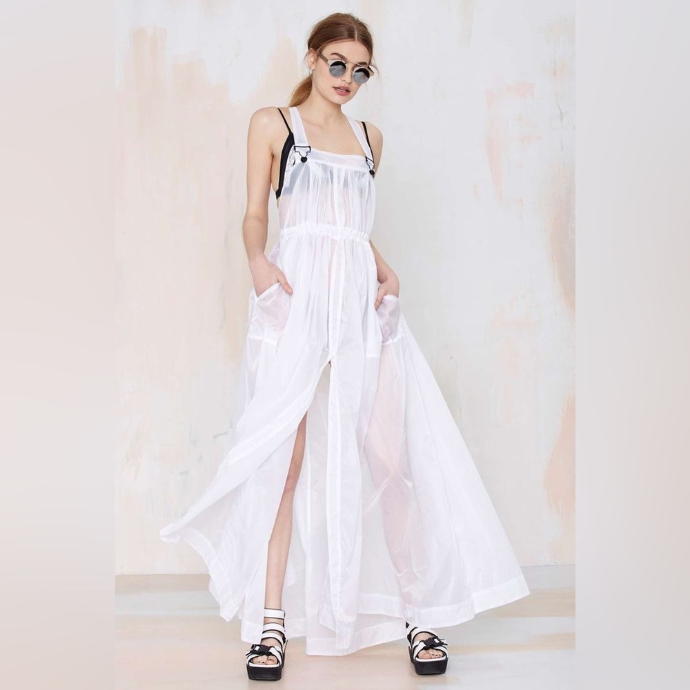 Asilio White Sheer Maxi Dress with Pocket